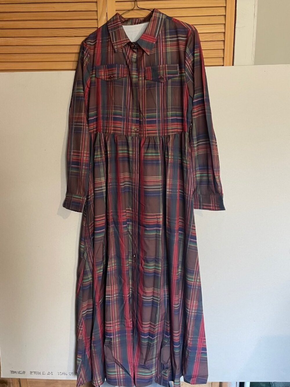 Ladies full length tartan maxi dress with belt
